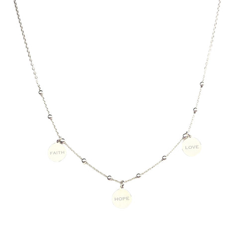 Faith, Love, Hope Necklace - Silver 20% off